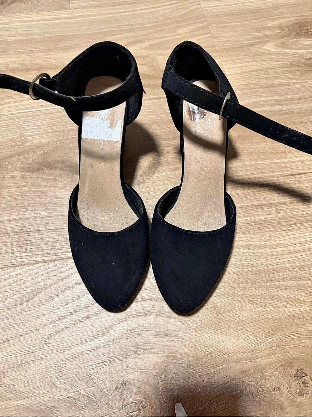 Bamboo Black Ankle Strap Heels
